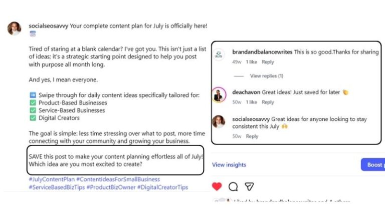 Post caption with a question